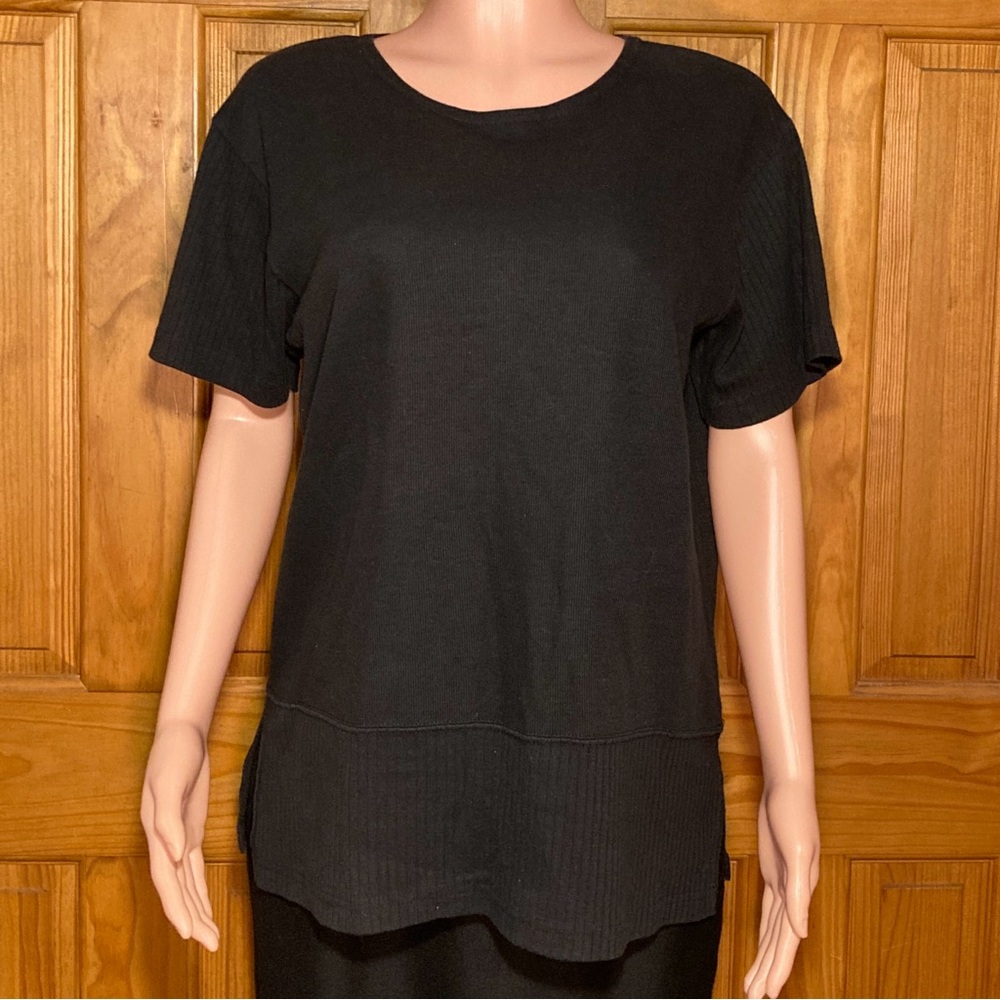 EUC Best United Garment Company Vintage 80s Top Short Sleeve Blouse Black Size M